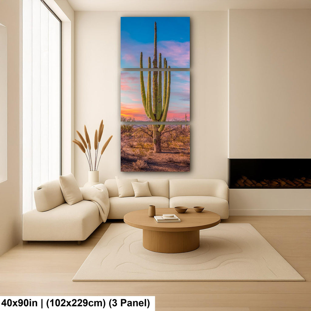 Multi-Arm Saguaro at Sunset - Saguaro National Park East Tucson Arizona Photography Print