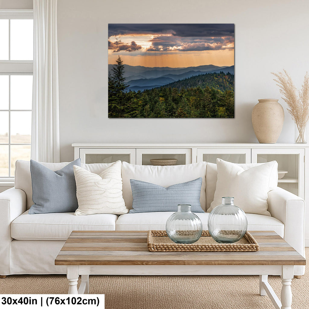 Mountain Sunbeams: Great Smoky Mountains Tennessee Landscape Photo Wall Art