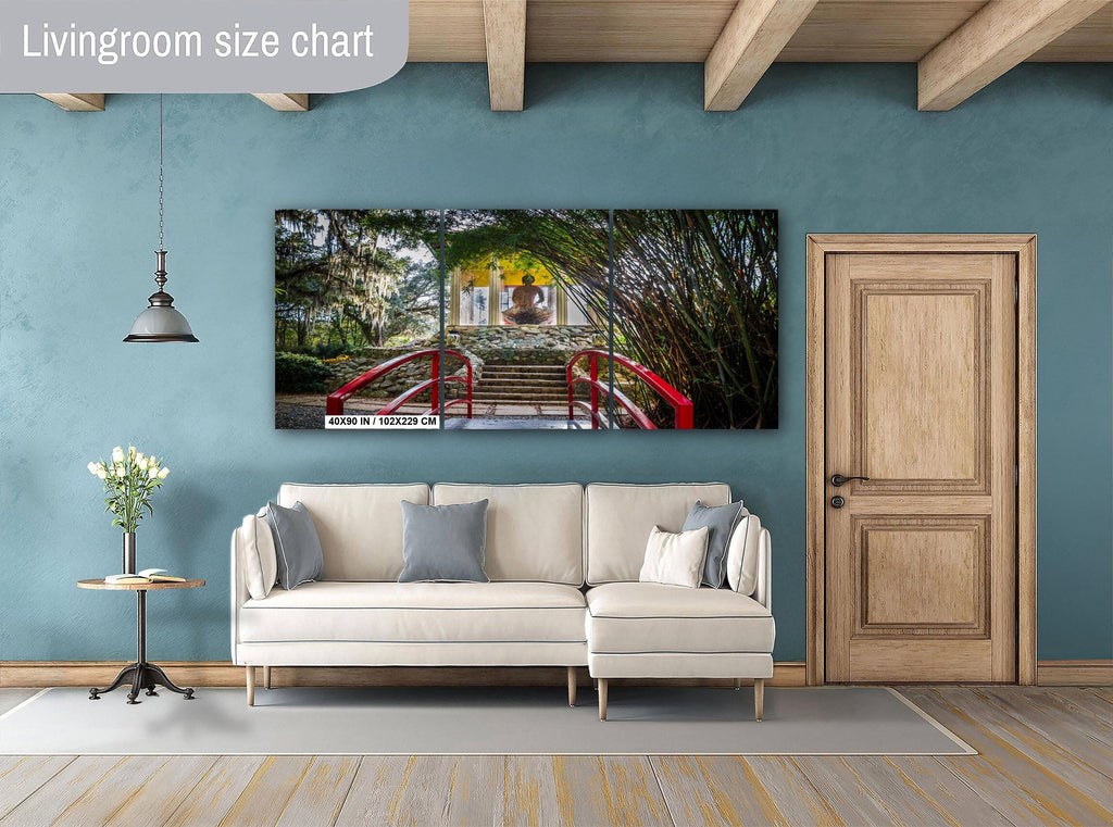 Avery Island Louisiana Buddha Garden Red Bridge Wall Art Photography Print, Jungle Gardens Shrine, Southern Landscape Aluminum/Metal/Canvas
