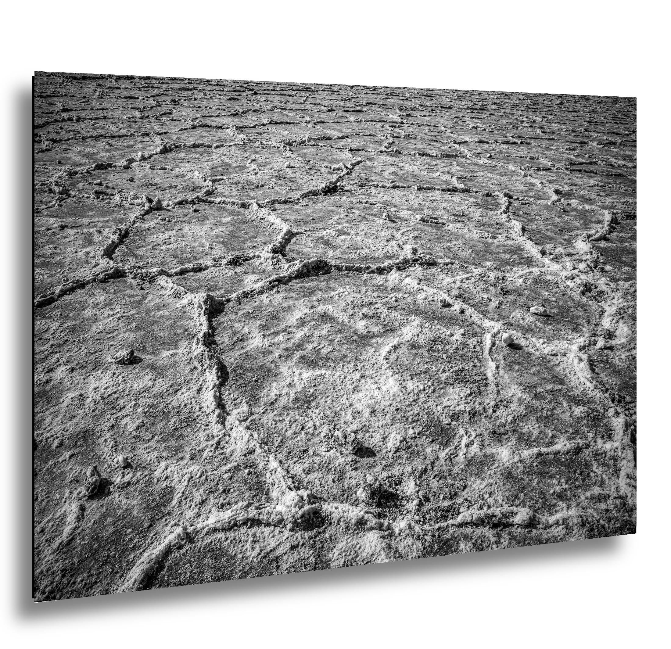 Black and White Salt Flats Photography Print, Badwater Basin Death Valley, Desert Landscape Wall Art, Minimalist Nature Decor
