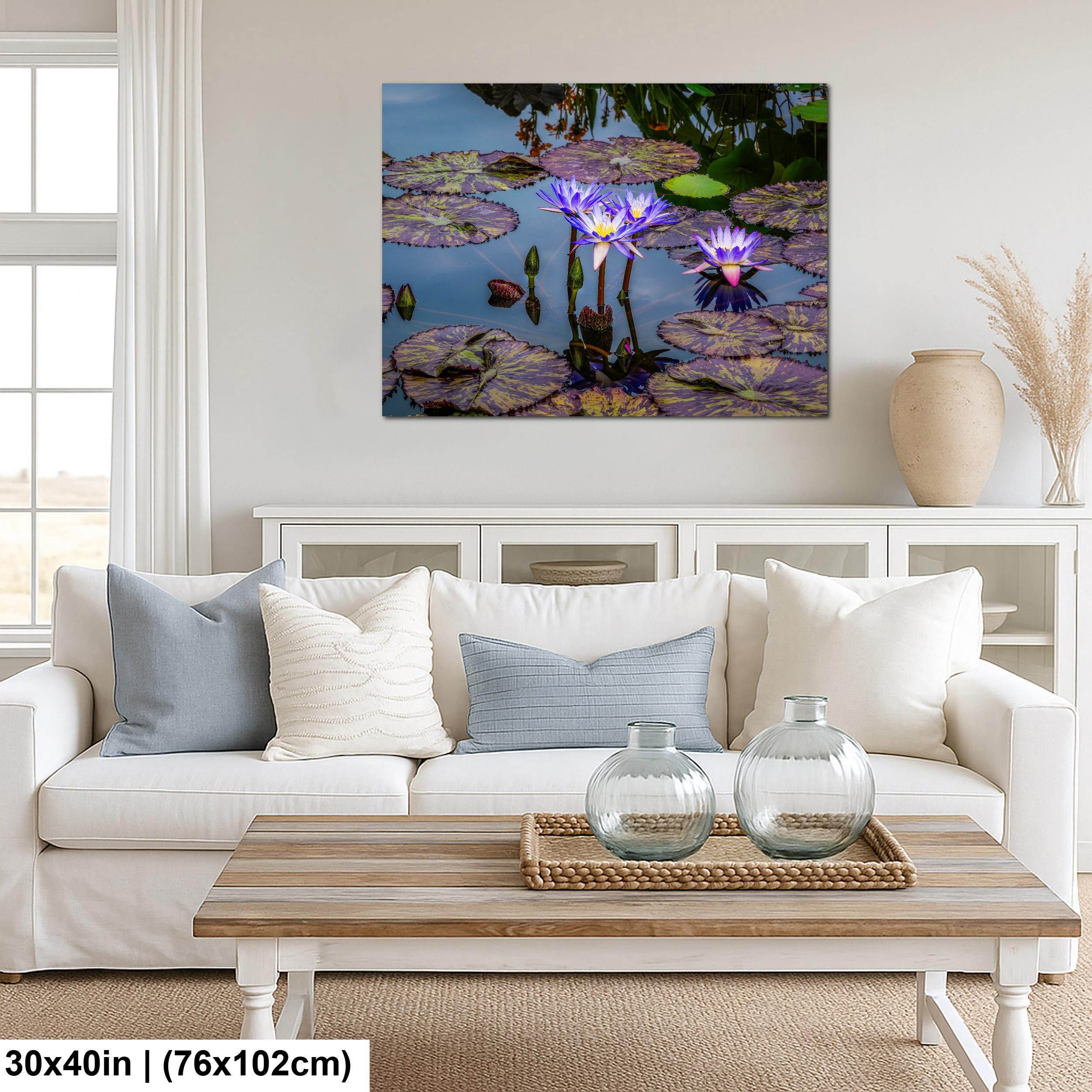 Purple Star Lotus: Botanical Water Lily Flower Pond Photography Wall Art