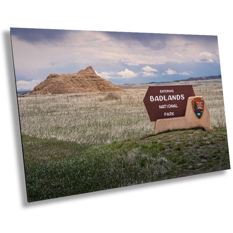 Badlands National Park Entrance Sign: South Dakota Photography Wall Art