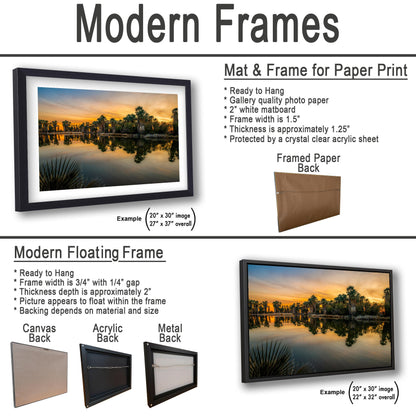 Agua Caliente Park Sunset Palm Oasis Reflection - Tucson Arizona Photography Print