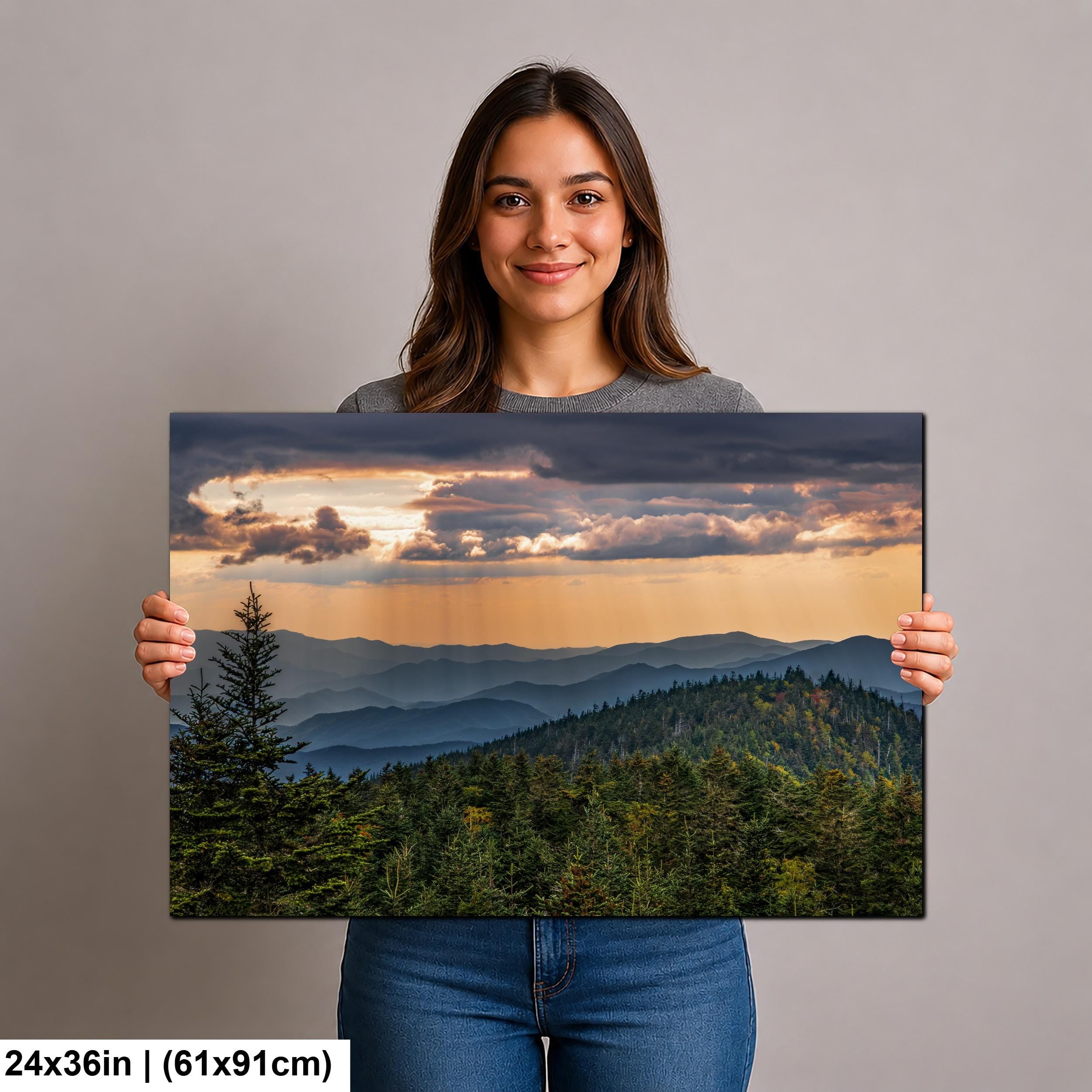 Mountain Sunbeams: Great Smoky Mountains Tennessee Landscape Photo Wall Art