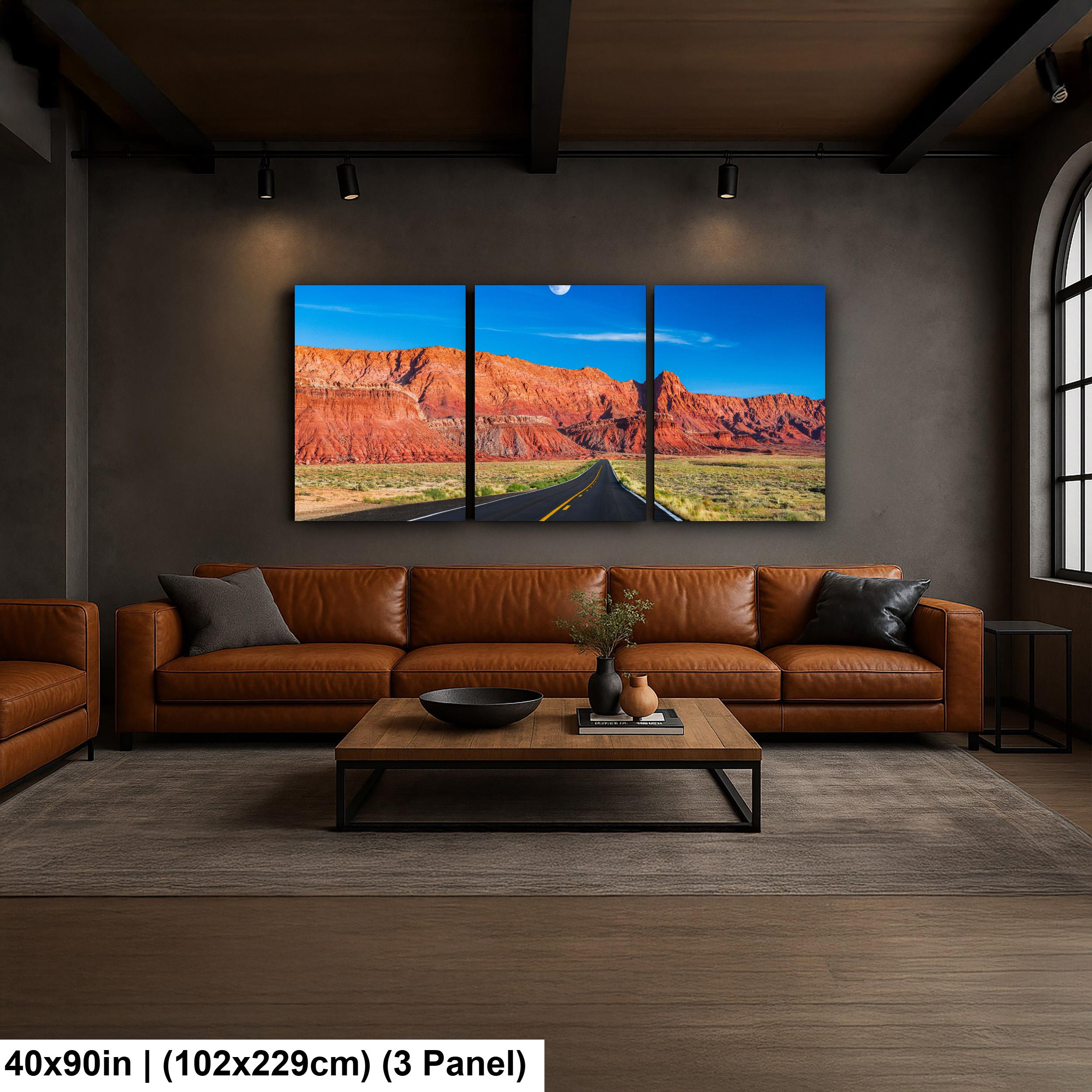 Desert Highway Beneath Red Cliffs Photography Print, Page Arizona Southwest Landscape, Open Road Wall Art, Travel Decor