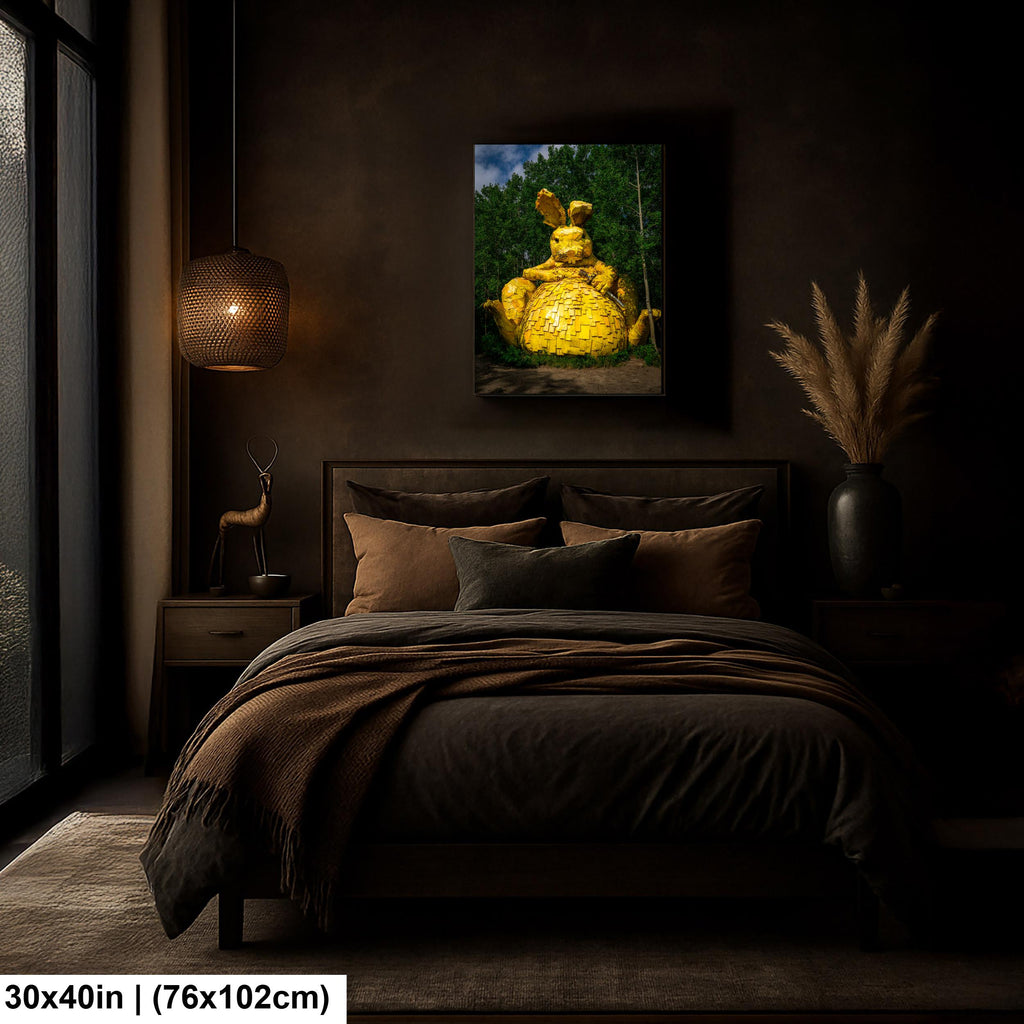 Giant Yellow Rabbit Sculpture Photography Print, Detroit Lakes Minnesota Art, Quirky Roadside Attraction Wall Decor