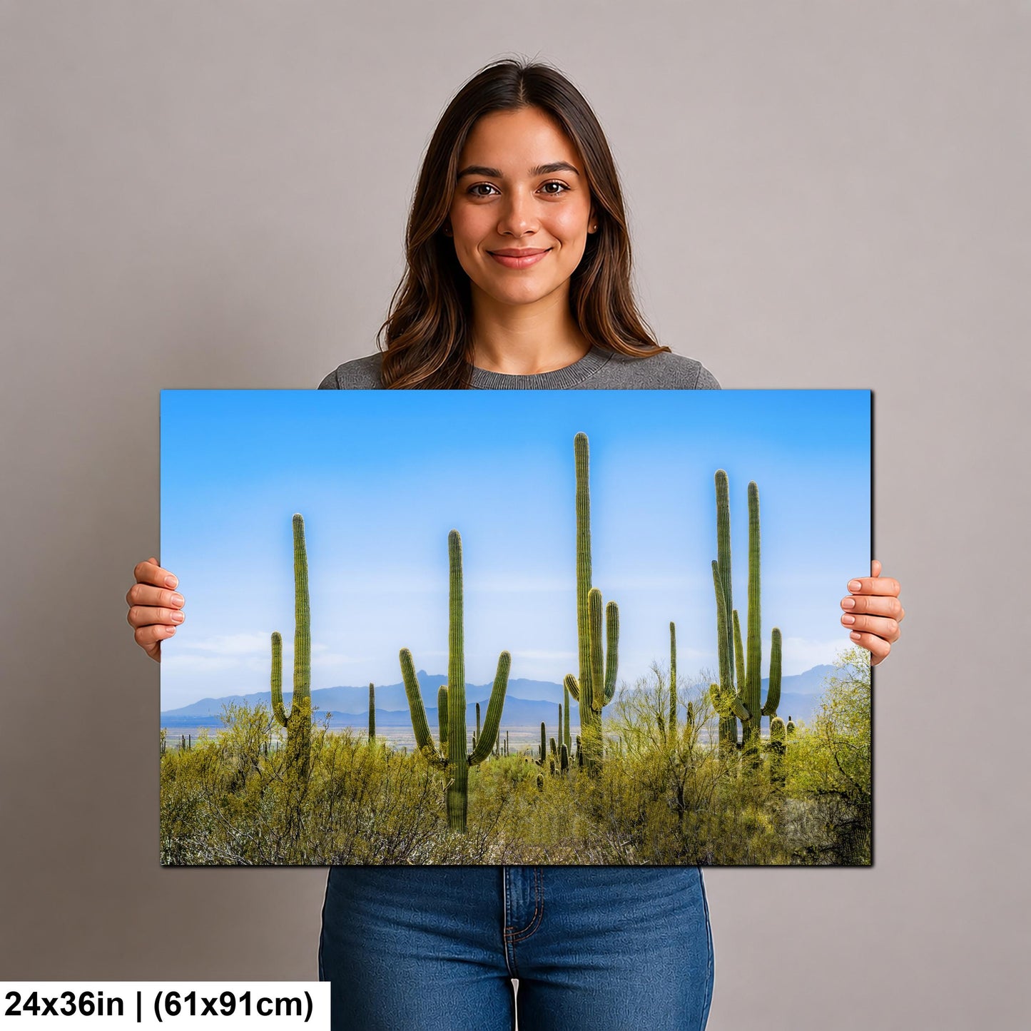 Panoramic Saguaro Desert Landscape, Tucson Arizona Photography Print, Southwest Wall Art, Cactus Decor, Desert Mountain View