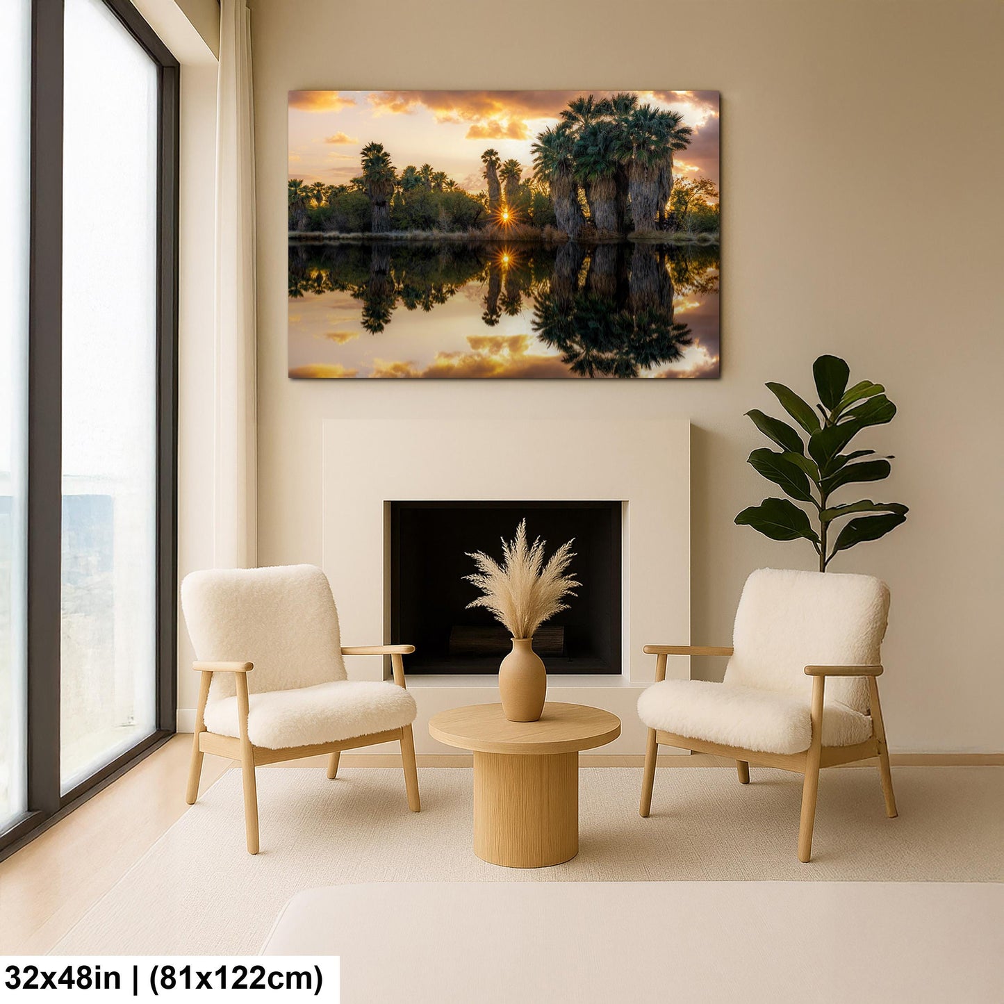 Agua Caliente Park Sunset Palm Oasis Reflection - Tucson Arizona Photography Print