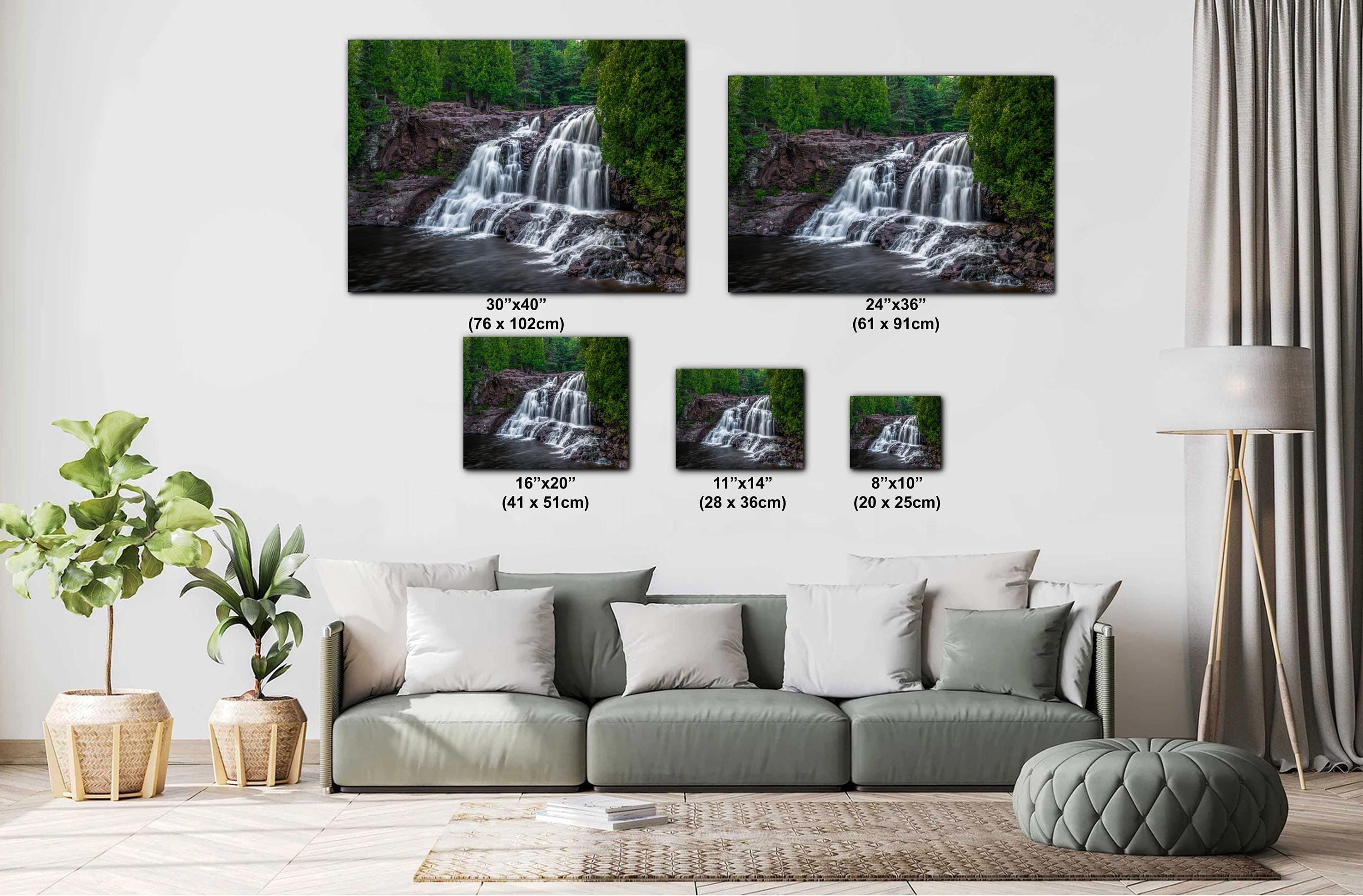 Gooseberry Falls Minnesota State Park Upper Falls Watercolor-Stylized Photography Print Wall Art, Nature Decor, Canvas Metal Acrylic