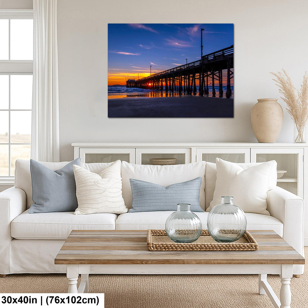 Sunburst Pier: Newport Beach California Ocean Sunset Photography Wall Art