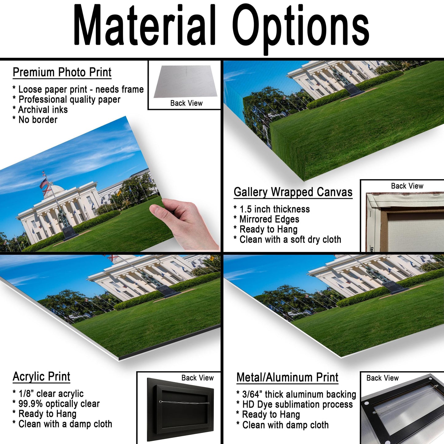 Alabama Capitol with Statue and Flags Photography Wall Art