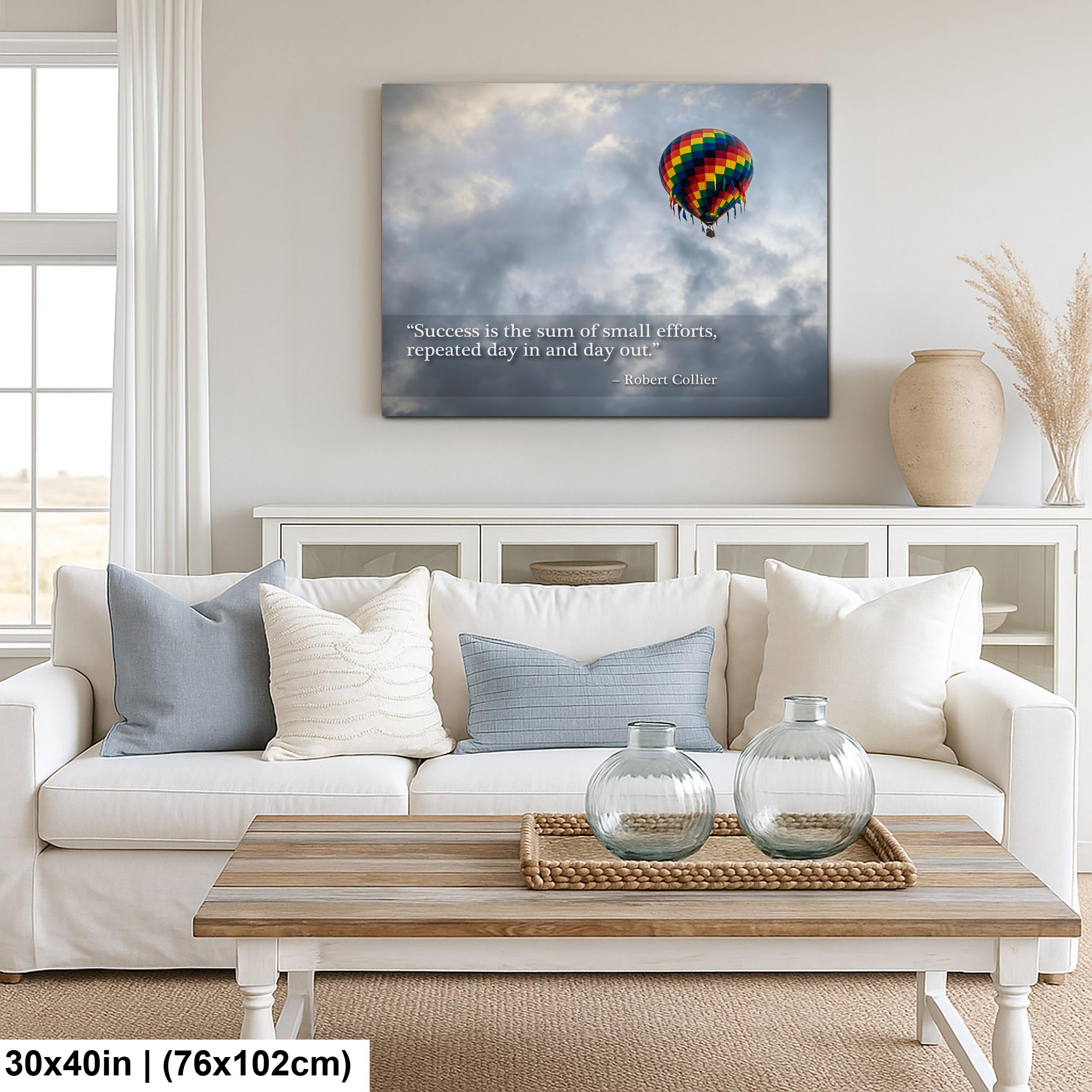 Motivational Wall Art - Hot Air Balloon Print | Persistence Artwork for Office Wall Decor