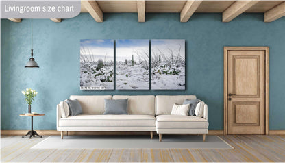 Snow in Saguaro National Park – Rare Desert Snow Cactus Art Print | Canvas & Metal