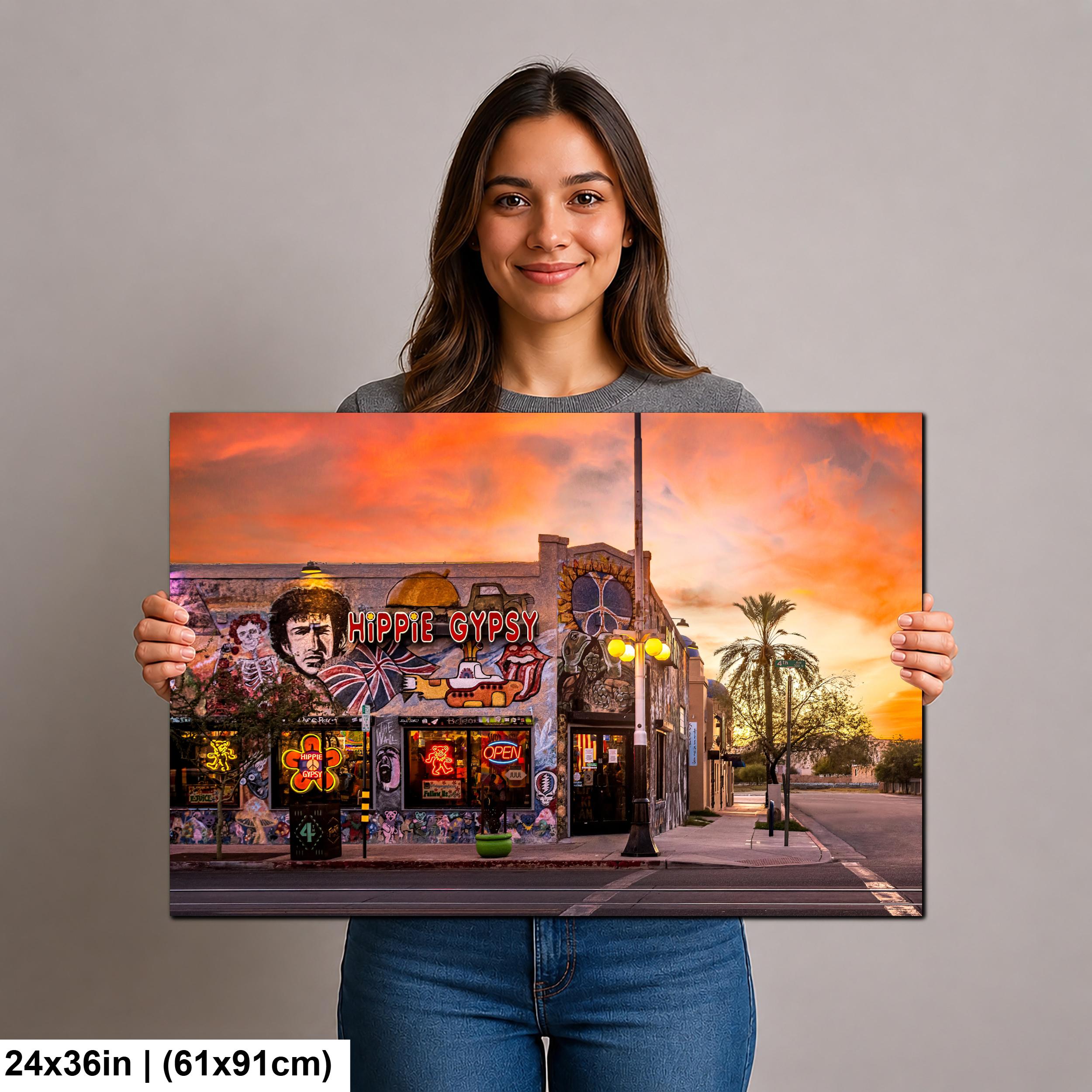 Tucson Mural - Hippie Gypsy at Sunset, Arizona Street Art Photography Print