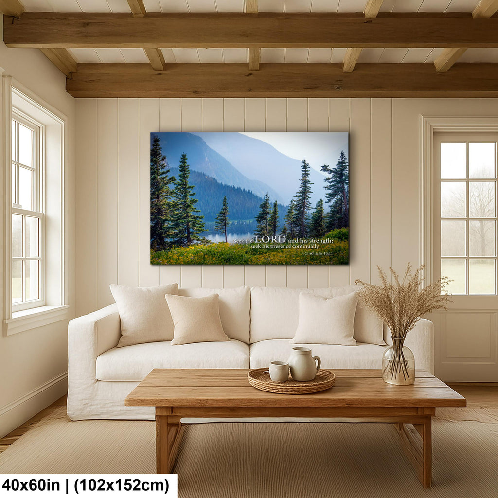 Christian Wall Art | Seek the Lord Art – Misty Mountain Photography Canvas & Scripture Print