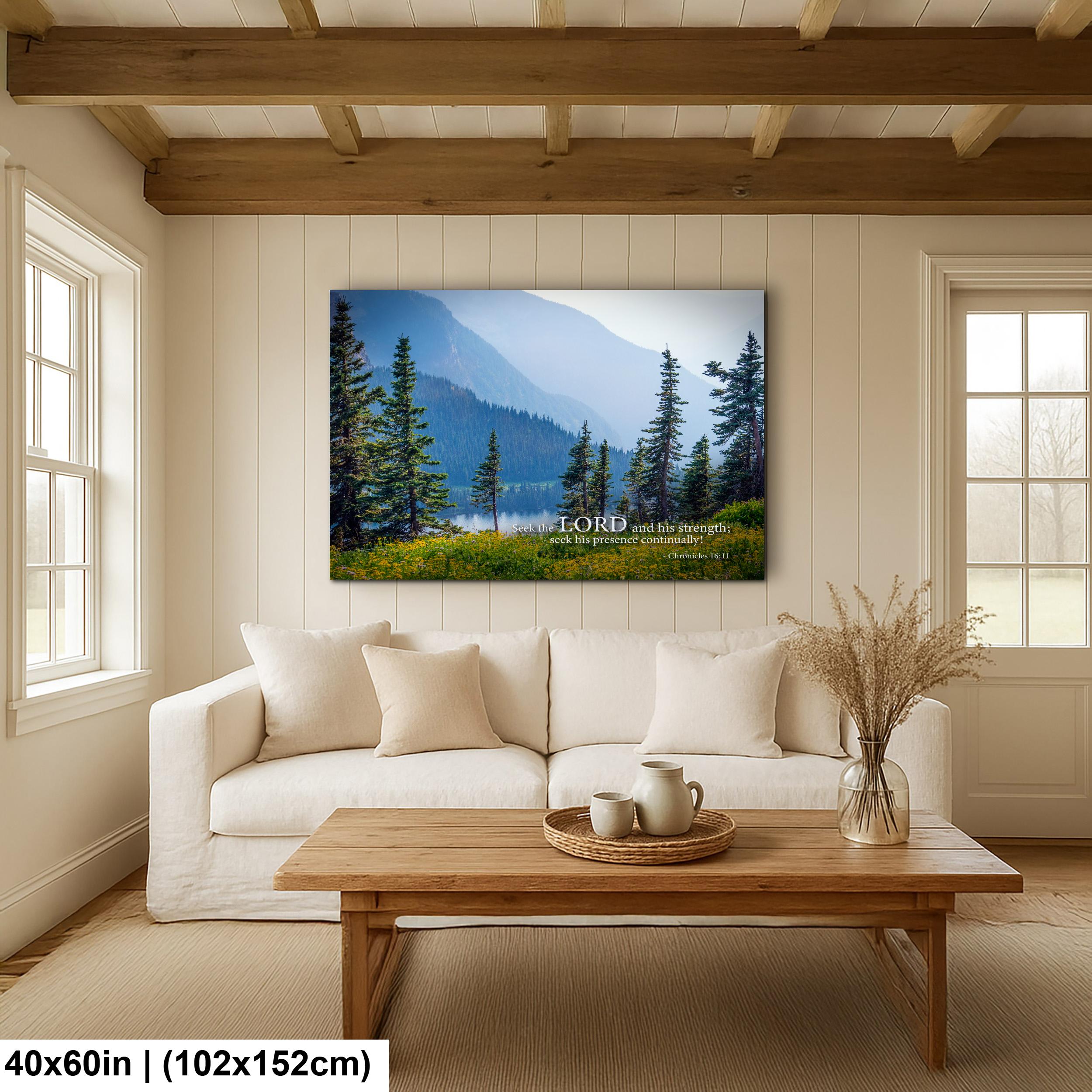 Christian Wall Art | Seek the Lord Art – Misty Mountain Photography Canvas & Scripture Print