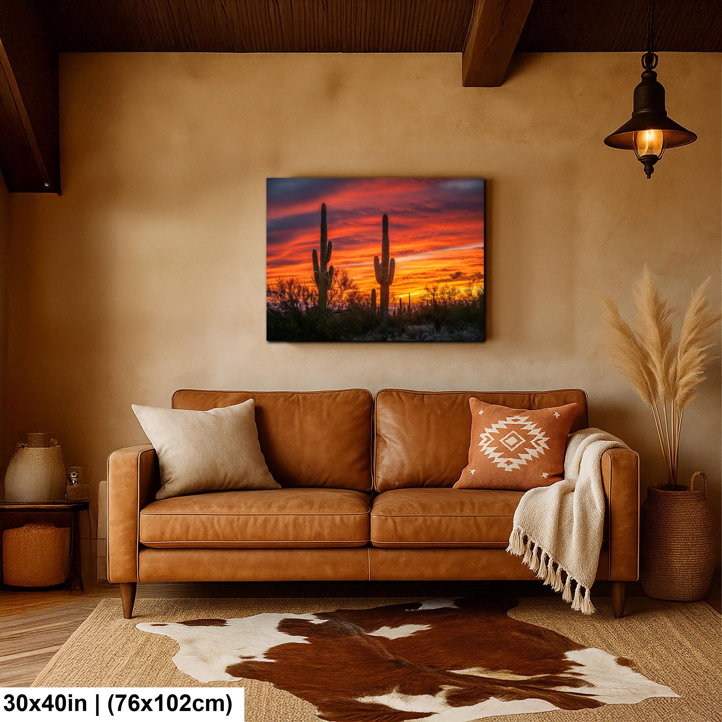 Arizona Sunset Saguaro Cactus Photography Print: Gold Canyon Landscape