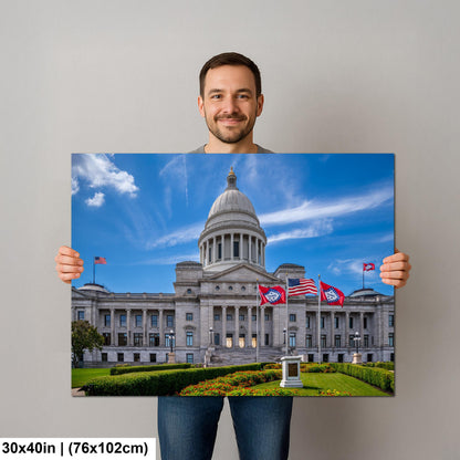 Arkansas State Capitol with Flags, Little Rock Arkansas, Photography Print Wall Art