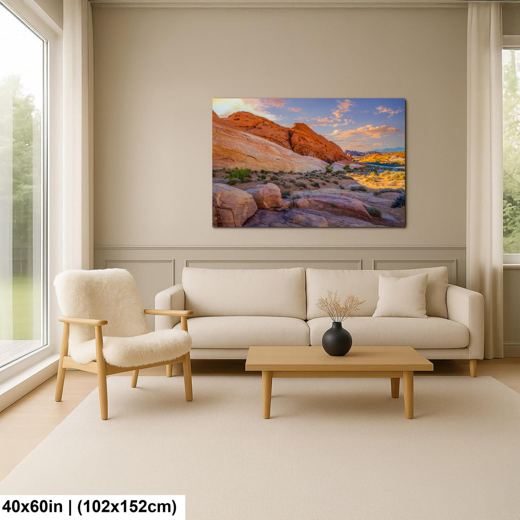 Red Rock Canyon Mountain Landscape at Sunset, Las Vegas Nevada Photography Print