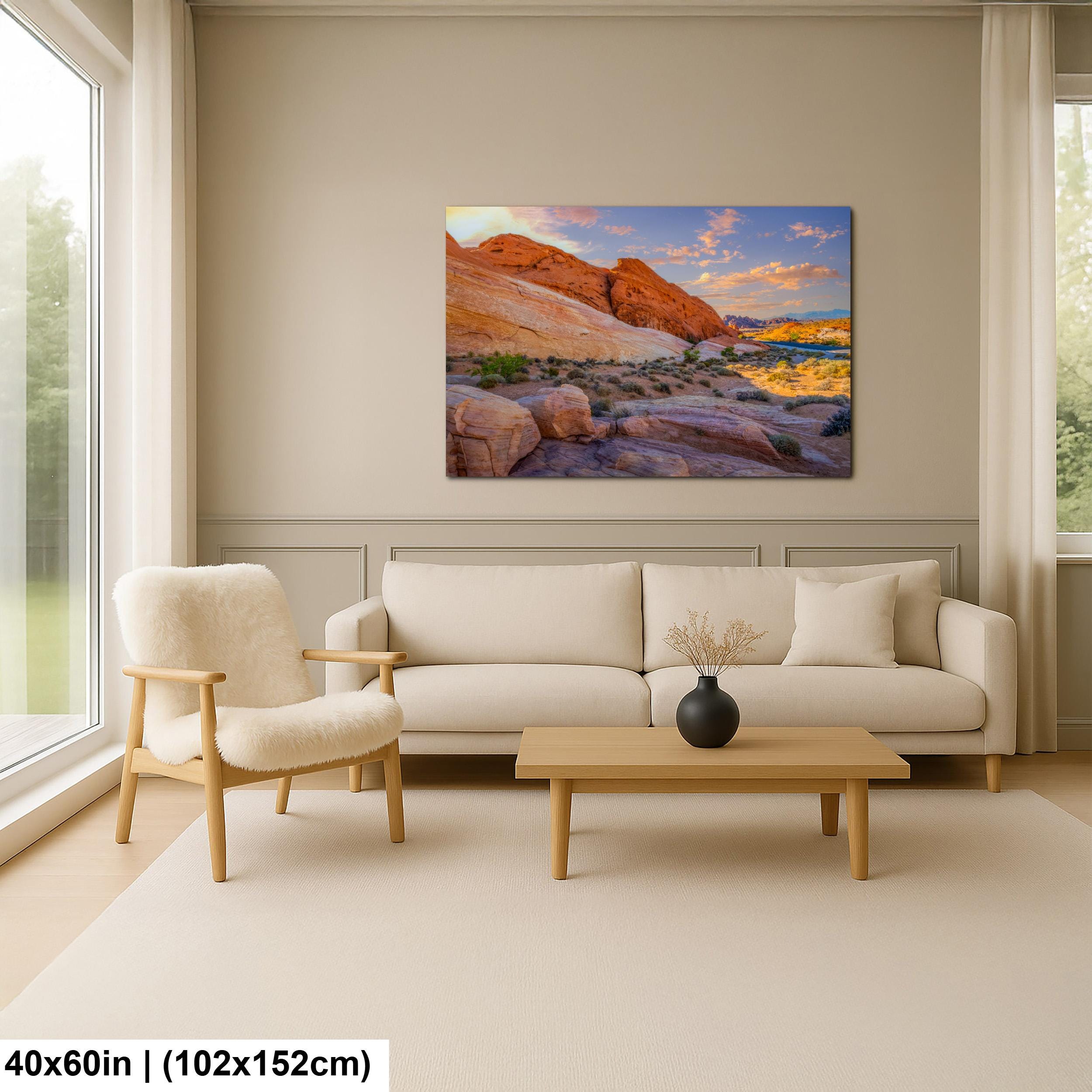 Red Rock Canyon Mountain Landscape at Sunset, Las Vegas Nevada Photography Print