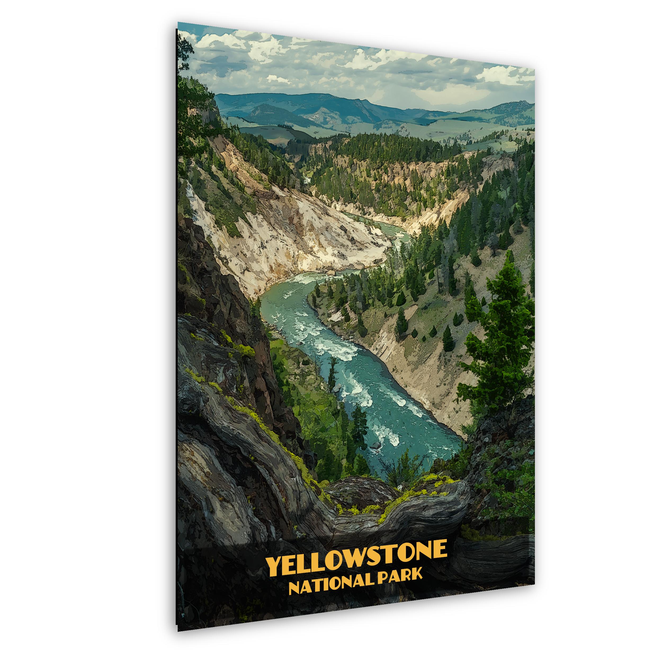 Yellowstone National Park Poster: Calcite Springs Watercolor-Style Photography Wall Art