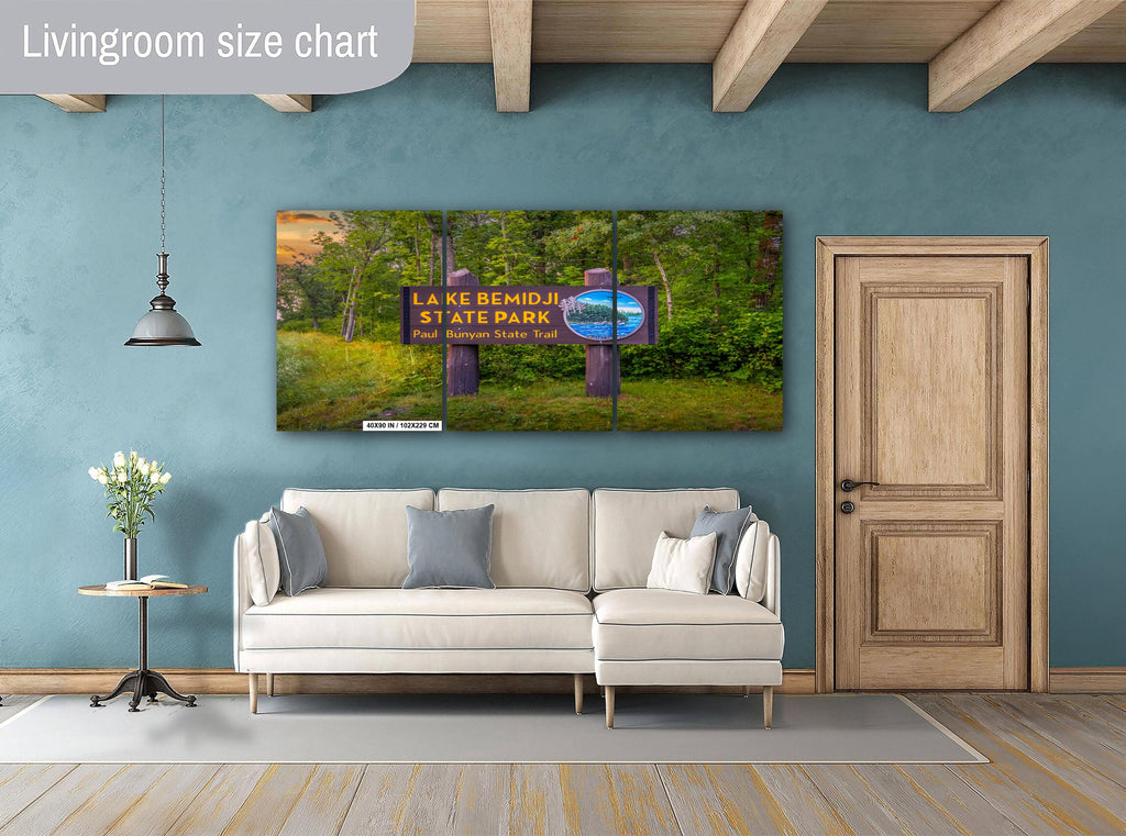 Lake Bemidji State Park Sign: Minnesota Forest Photography Wall Art