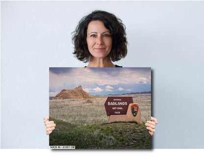 Welcome to Badlands National Park: Entrance Sign Wall Art Print South Dakota Wildlife Photography Aluminum/Acrylic/Metal/Canvas
