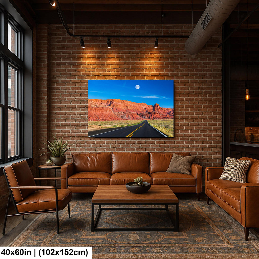 Desert Highway Beneath Red Cliffs Photography Print, Page Arizona Southwest Landscape, Open Road Wall Art, Travel Decor