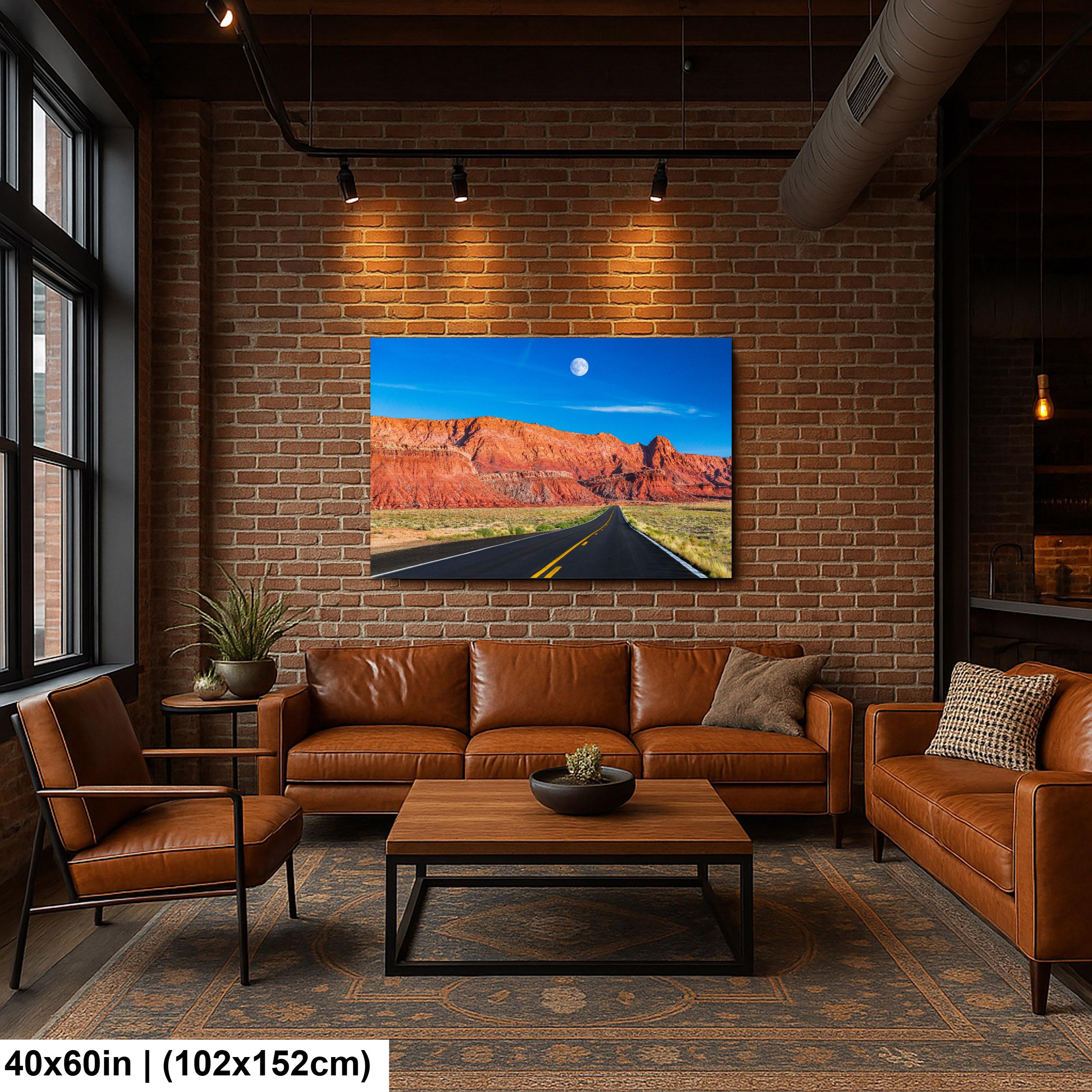 Desert Highway Beneath Red Cliffs Photography Print, Page Arizona Southwest Landscape, Open Road Wall Art, Travel Decor