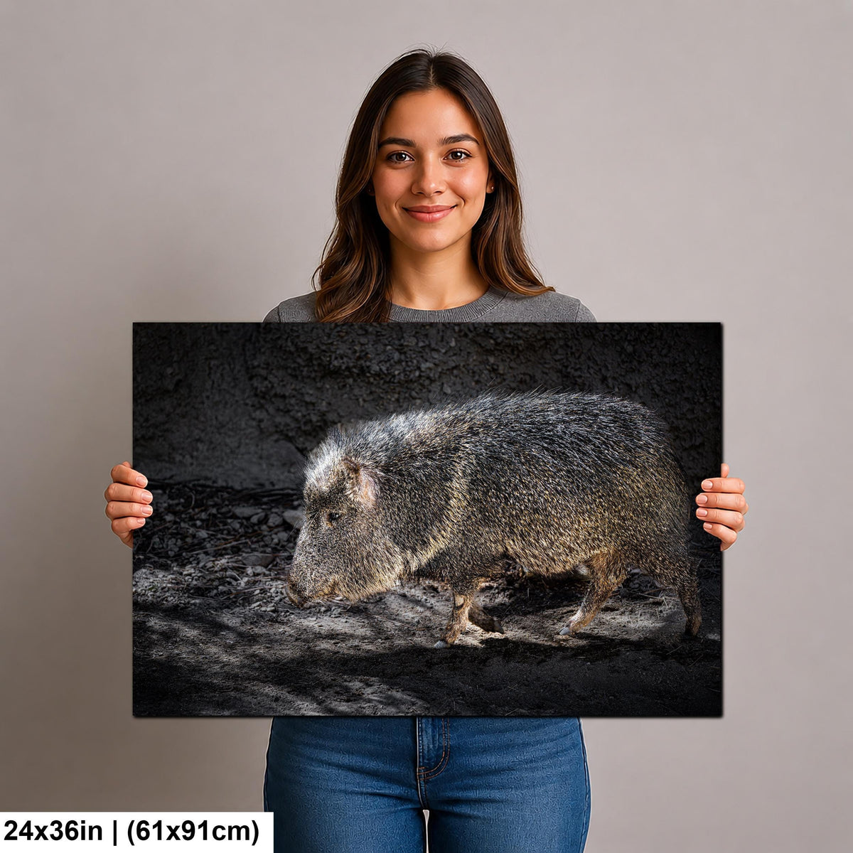 Javelina: Collared Peccary Desert Animal Close Up Photo Wall Art Home Decor