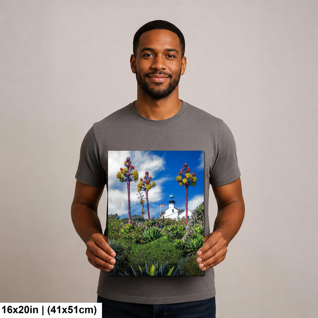 Blooming Lighthouse: Point Loma Lighthouse San Diego CA Photo Wall Art