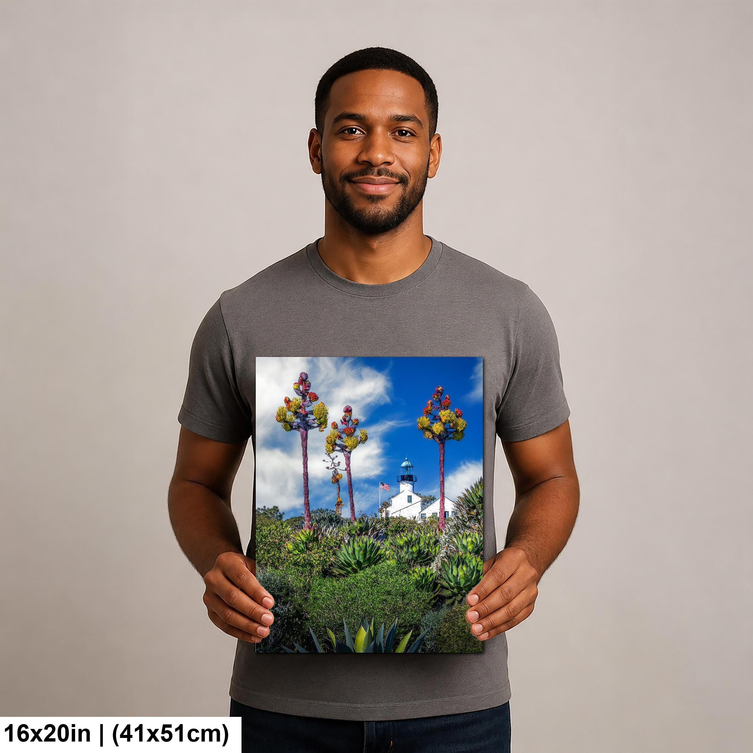 Blooming Lighthouse: Point Loma Lighthouse San Diego CA Photo Wall Art