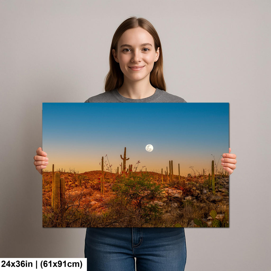 Full Moon Over Saguaro National Park East Photography Print, Tucson Arizona Desert Landscape, Southwest Wall Art