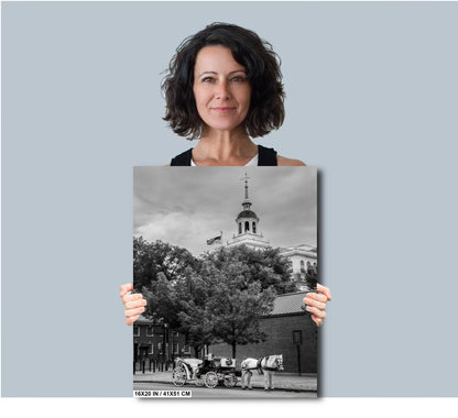 Chariot of Liberty: Independence Hall’s Timeless Companion Independence Hall Philadelphia  Print Wall Art Photography Aluminum/Metal/Canvas