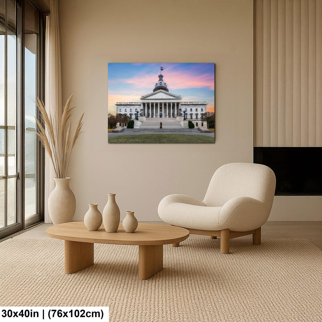 South Carolina State House at Sunset Photography Print, Columbia SC Capitol Building, Government Architecture Wall Art