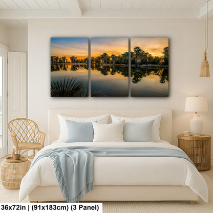 Agua Caliente Park Sunset Palm Oasis Reflection - Tucson Arizona Photography Print