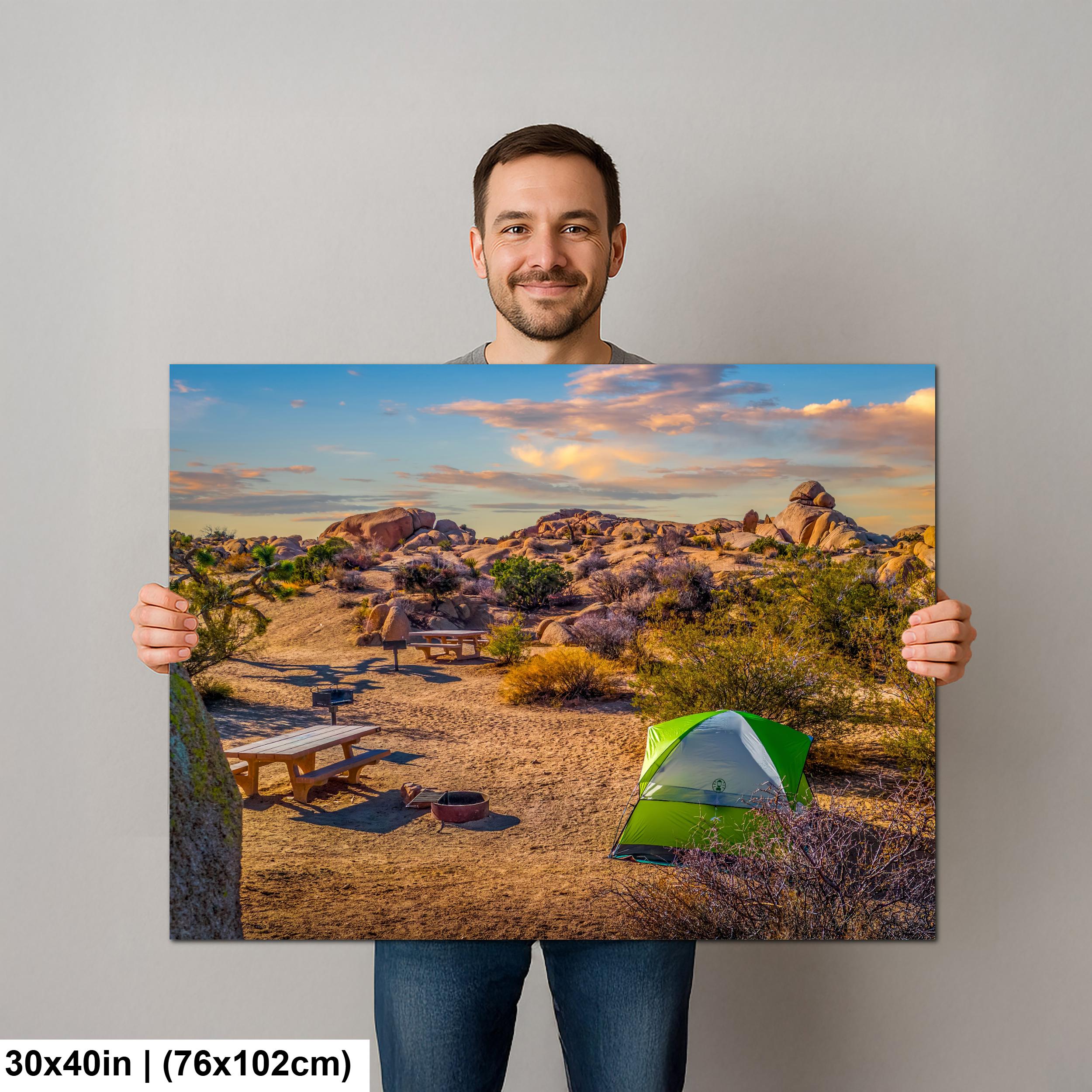 Desert Campsite at Sunset Joshua Tree National Park California Wall Art Photography Print