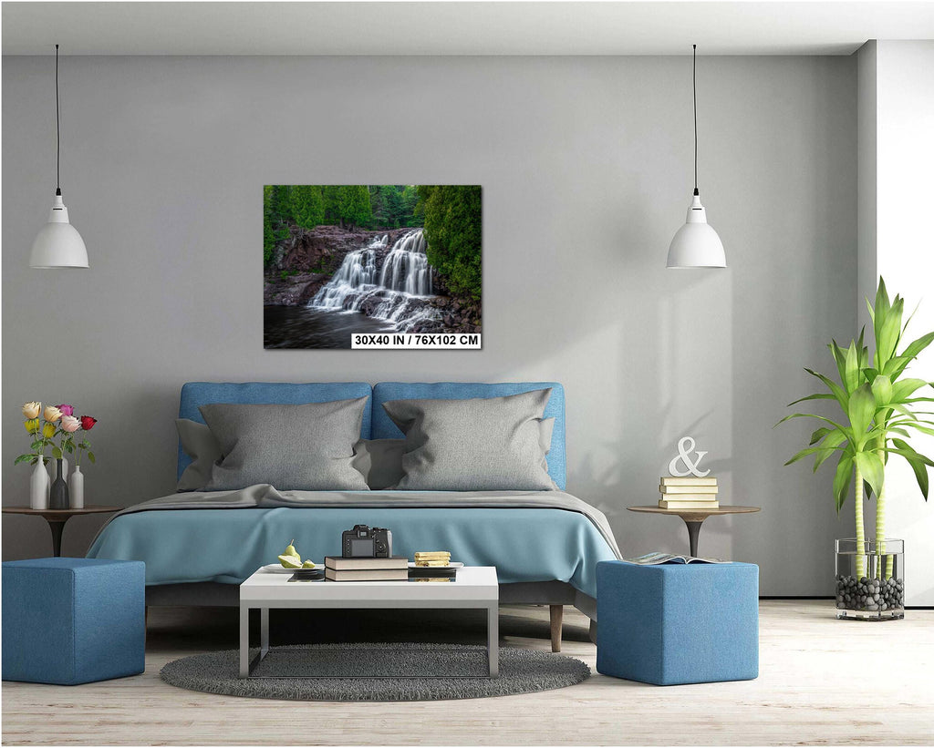 Gooseberry Falls Minnesota State Park Upper Falls Watercolor-Stylized Photography Print Wall Art, Nature Decor, Canvas Metal Acrylic