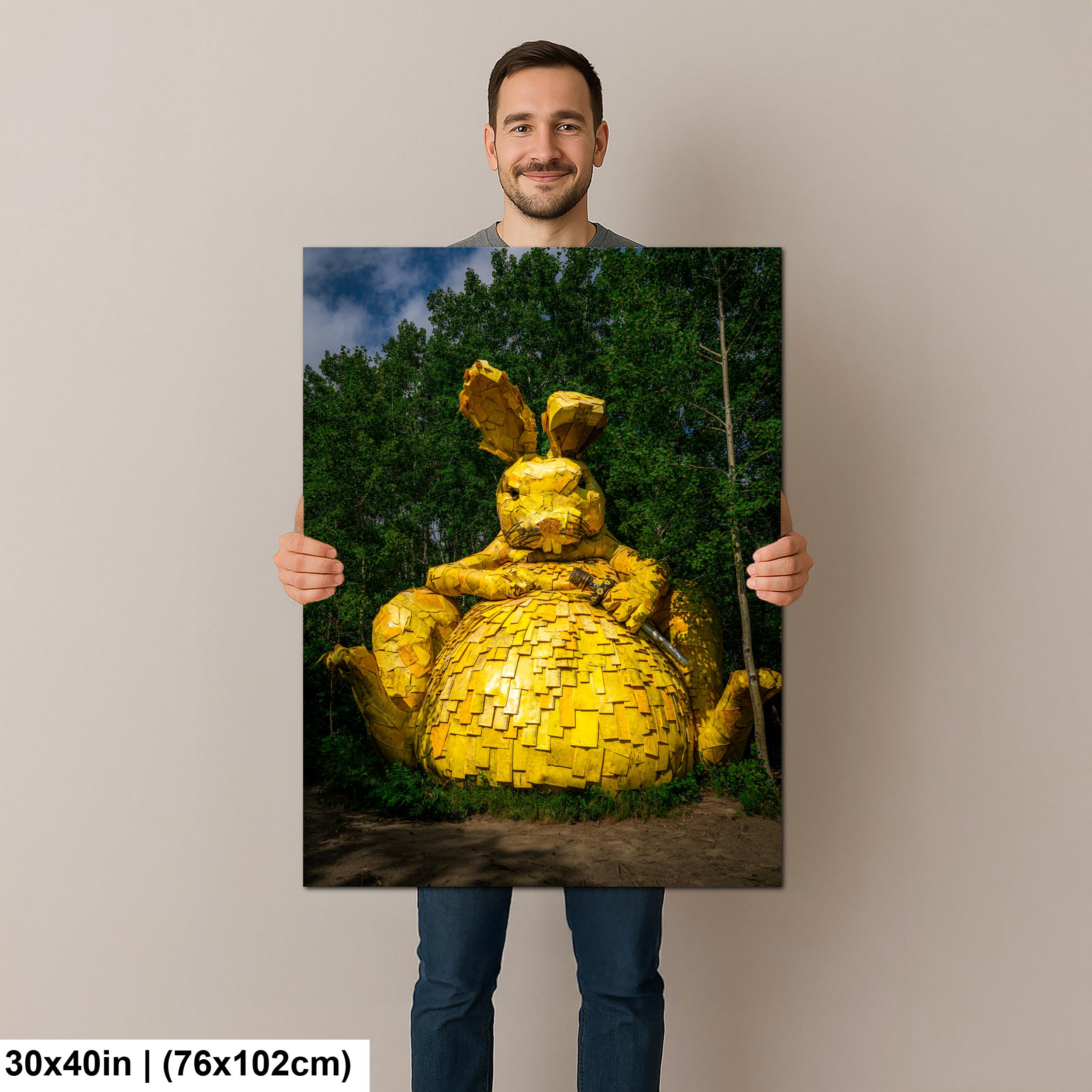Giant Yellow Rabbit Sculpture Photography Print, Detroit Lakes Minnesota Art, Quirky Roadside Attraction Wall Decor