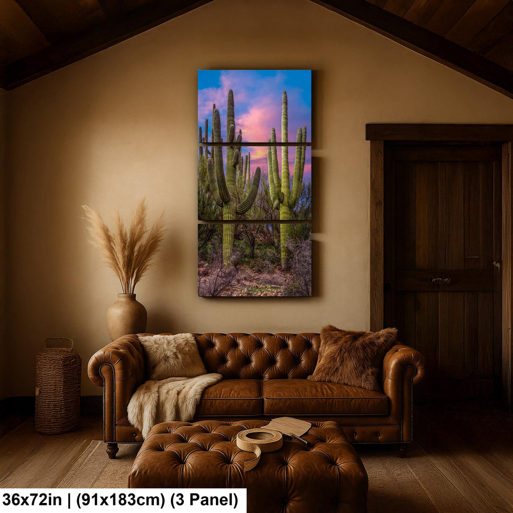Towering Saguaros at Sunset, Catalina State Park Arizona Desert Photography Wall Art