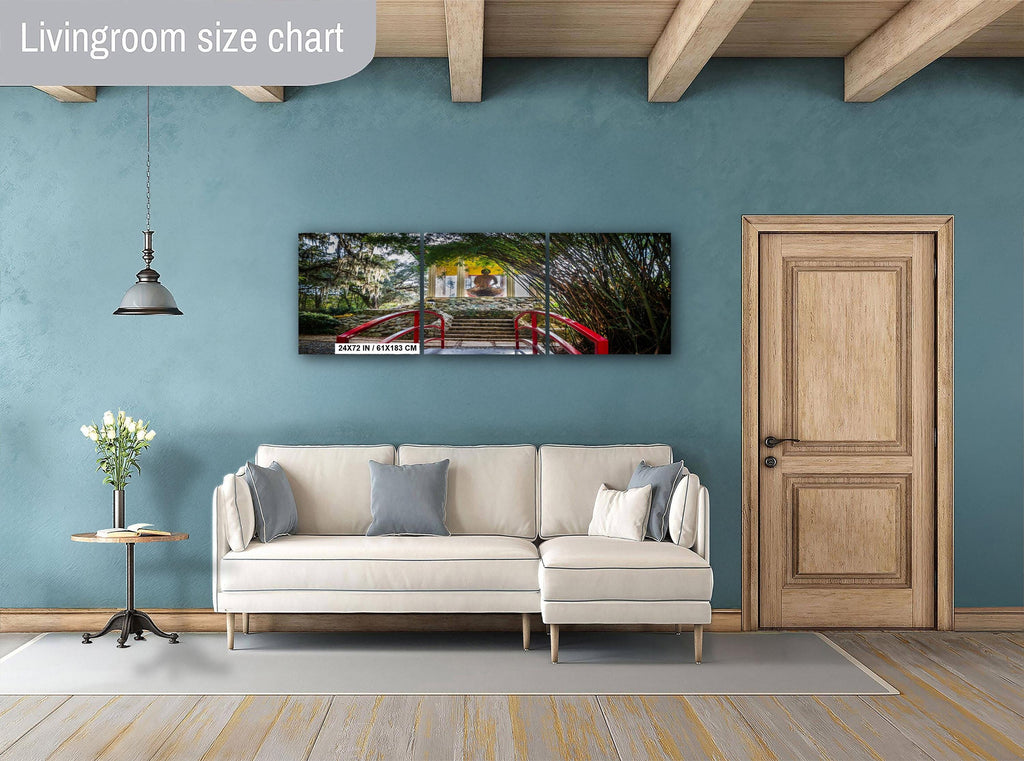 Avery Island Louisiana Buddha Garden Red Bridge Wall Art Photography Print, Jungle Gardens Shrine, Southern Landscape Aluminum/Metal/Canvas