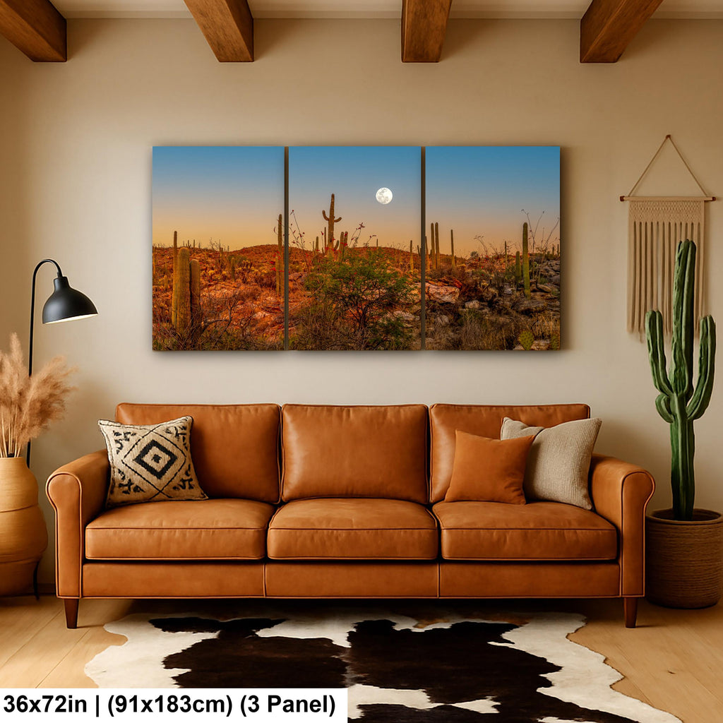 Full Moon Over Saguaro National Park East Photography Print, Tucson Arizona Desert Landscape, Southwest Wall Art
