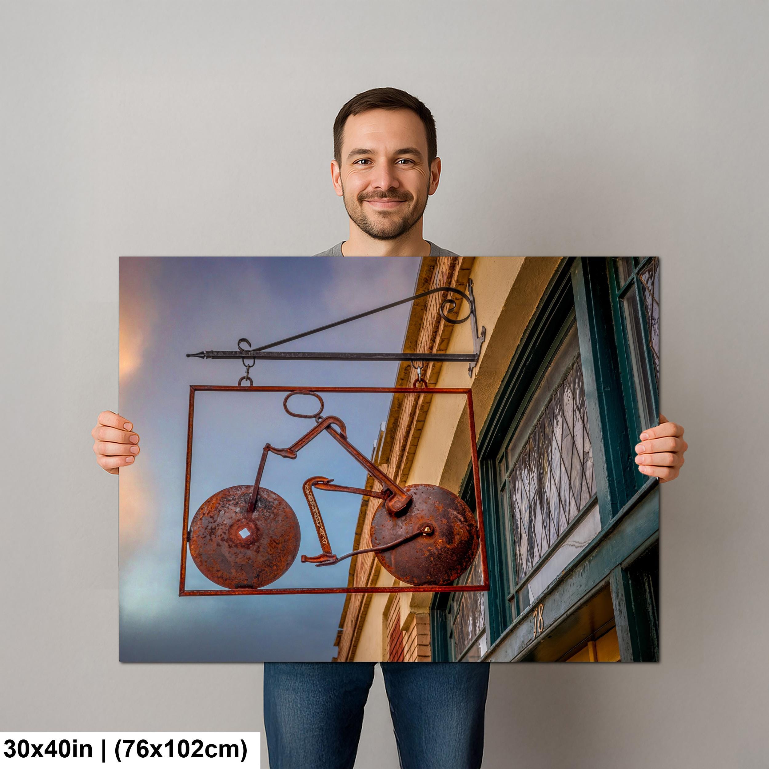 Bisbee Arizona Rusted Bicycle Sign, Vintage Photography Wall Art