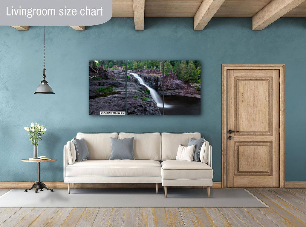 Gooseberry Falls State Park Poster Lower Falls Watercolor-Stylized Photography Print Wall Art, Minnesota Nature Decor, Canvas Metal Acrylic