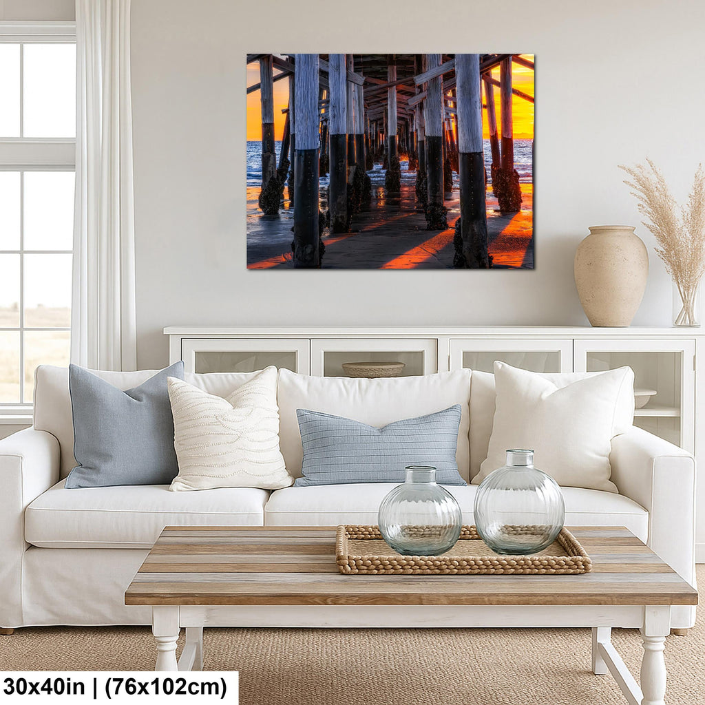 Beneath the Pier: Newport Beach California Sunset Photography Wall Art