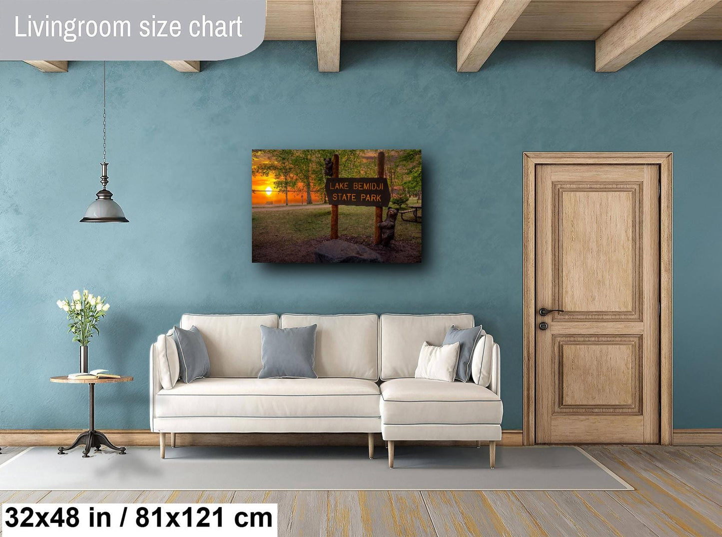 Lake Bemidji State Park Sign at Sunset Wall Art Print Aluminum/Acrylic/Metal/Canvas Forest Photography Hanging Home Decor Historic Landmark