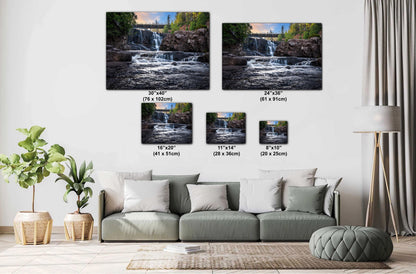 Gooseberry Falls Bridge Watercolor Style: Minnesota State Park Photography Wall Art