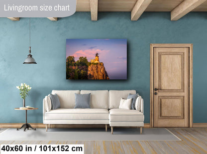 Split Rock Lighthouse Print – Minnesota Wall Art | Golden Hour Sunset Canvas