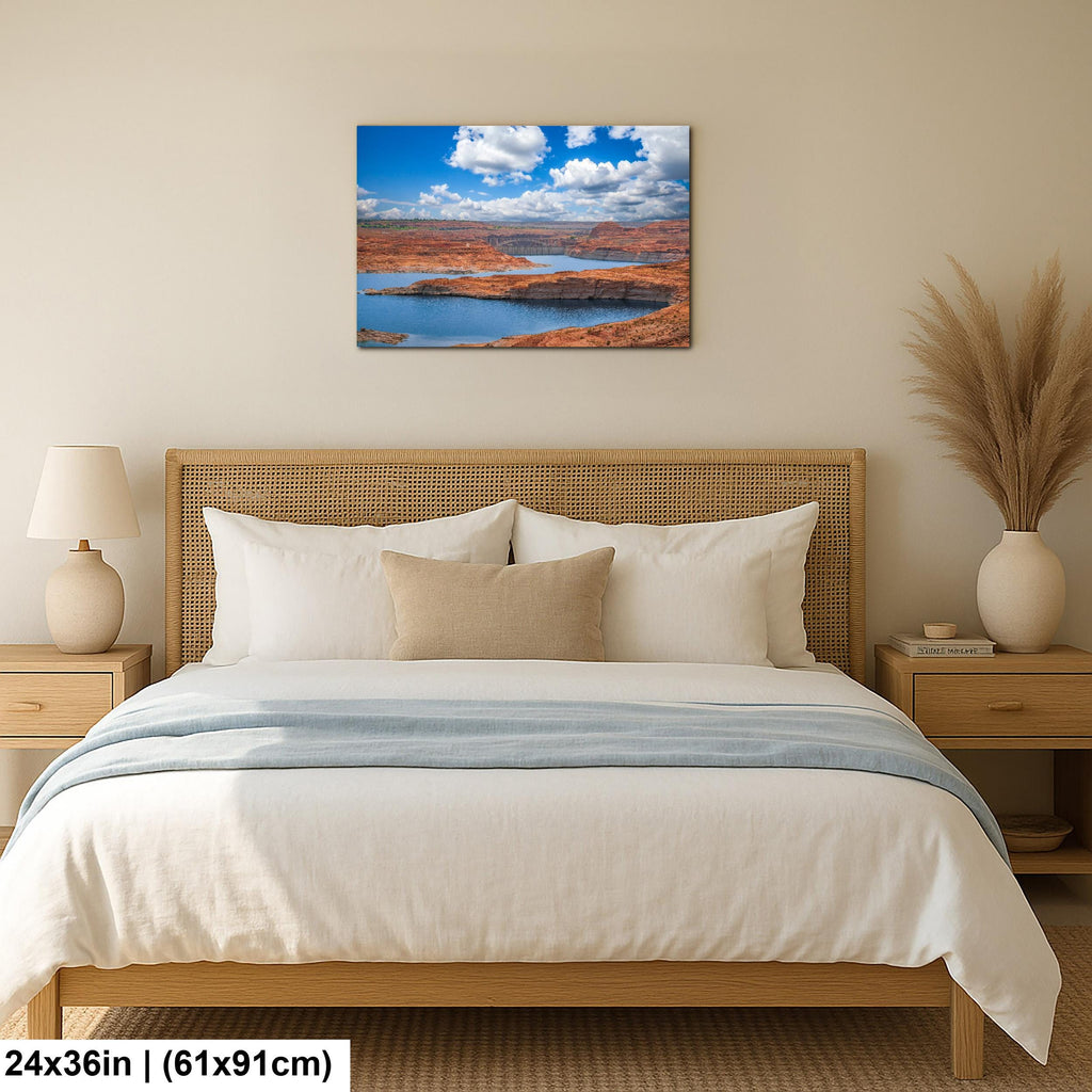 Glen Canyon Dam Over Lake Powell Photography Print, Page Arizona Wall Art, Southwest Landscape, Blue Water Red Rock Decor