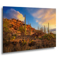 Sonoran Desert Sunset on Rocky Hillside - Saguaro National Park East Tucson Photography Print